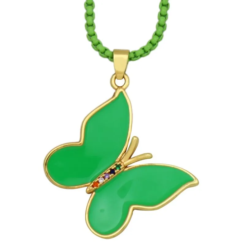 Collane con ciondolo a forma di farfalla multicolore, collana smaltata per donna e ragazza, girocollo a catena sottile, dolce gioiello di tendenza a forma di insetto._voghion.com