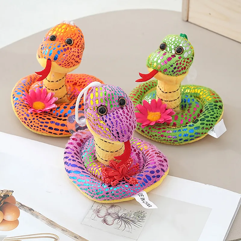Porte-clés en peluche coloré et mignon, petit serpent coquin, décoration de chambre à coucher, mascotte du zodiaque, poupée, cadeau_voghion.com