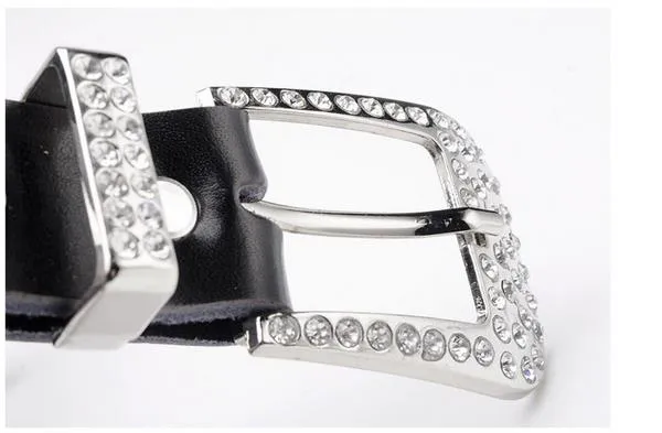 Rhinestone bälte för kvinnor i läder med kristaller midjebälte_voghion.com