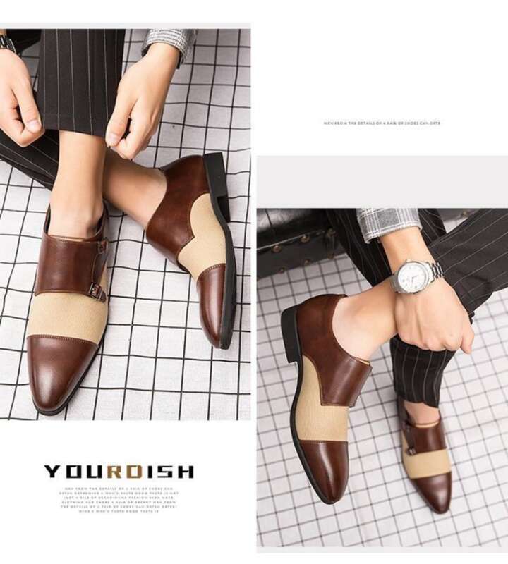 Nieuwe extra grote Britse leren heren gesp zakelijke casual monniksschoenen 464748_voghion.com
