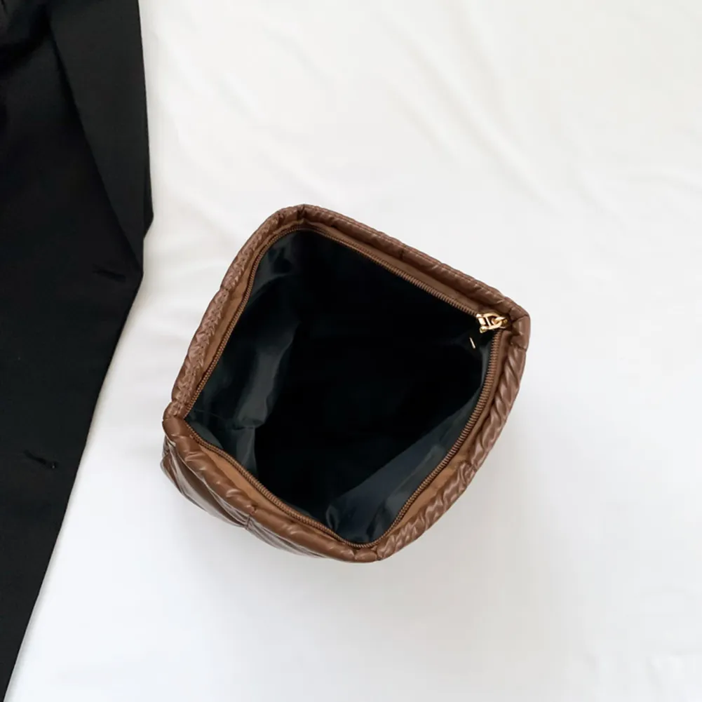 Sac fourre-tout matelassé en coton pour femme, grande capacité, organisateur de maquillage, couleur unie, sacs à main cosmétiques_voghion.com