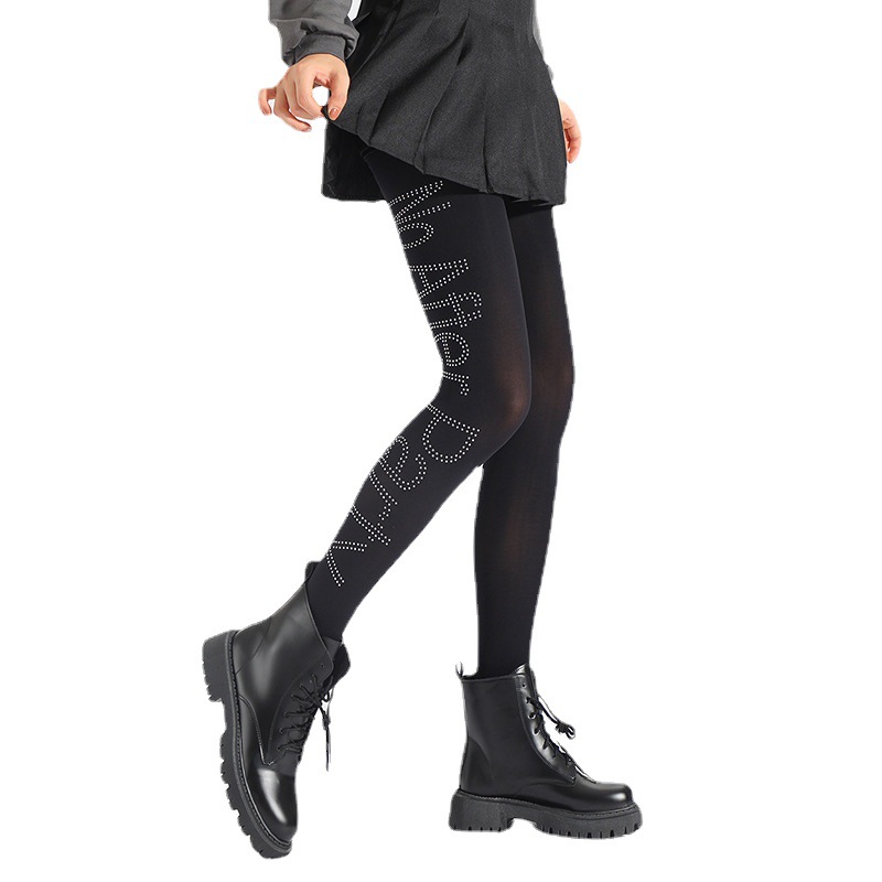 2025d Sexy Moda Trendy Strass Decorazione Teschio Modello Tuta Calze Lunghe_voghion.com
