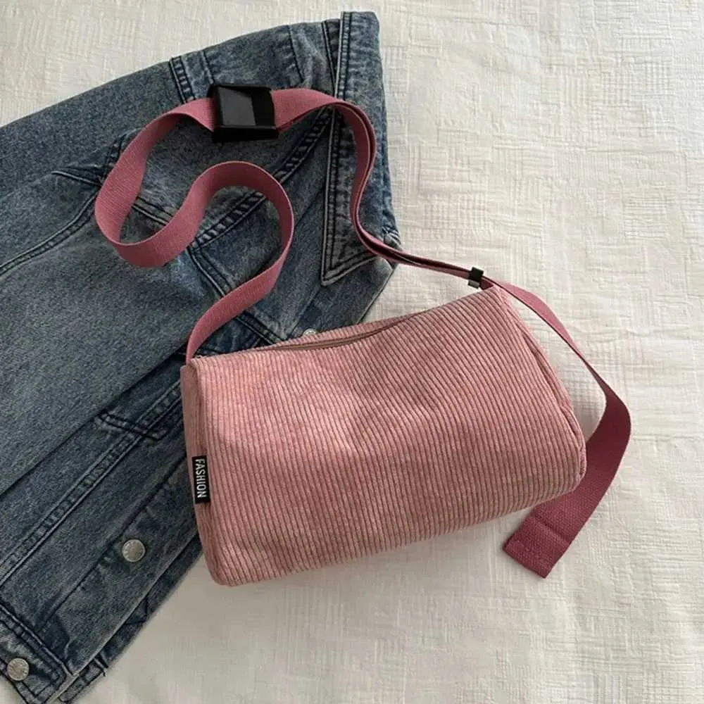 Genți de mână pentru femei, genți de umăr din catifea reiată, culoare solidă, tip messenger, tip crossbody, genți de mână pentru machiaj și ruj, C241216_voghion.com
