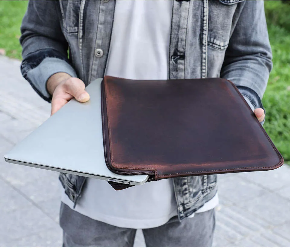 Borsa per laptop da uomo per Book Air Pro 13 14 15 pollici in pelle di mucca, custodia per tablet Lenovo Thinkpad Matebook_voghion.com