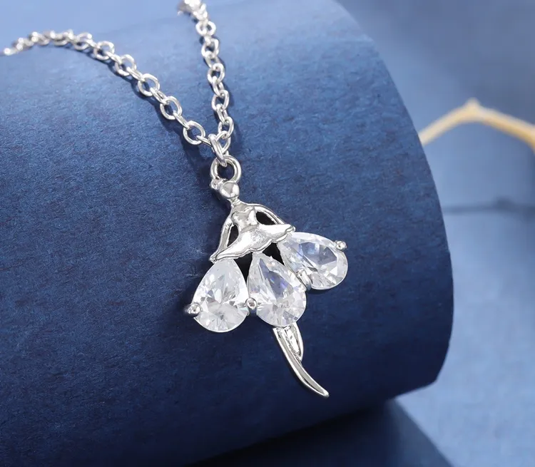 Colliers pendentifs mode cristal ballerine fille polyvalent fée_voghion.com