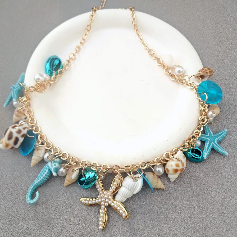 Colliers pendentifs étoile de mer hippocampe coquillage collier de perles coloré été plage vacances tendance femme accessoires bijoux_voghion.com