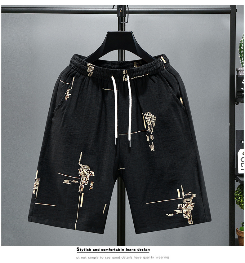 Fat up size 5/4 summer beach casual running sports shorts for men's 5/8 straight leg pants_voghion.com