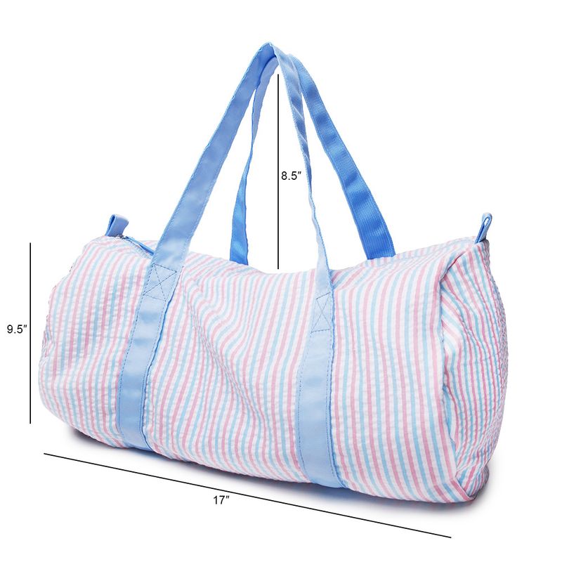 Domier Seersucker Baumwolle Reisetasche Gepäcktasche tragbare Zylindertasche Acryl Kunststoff Zahn Reißverschluss_voghion.com