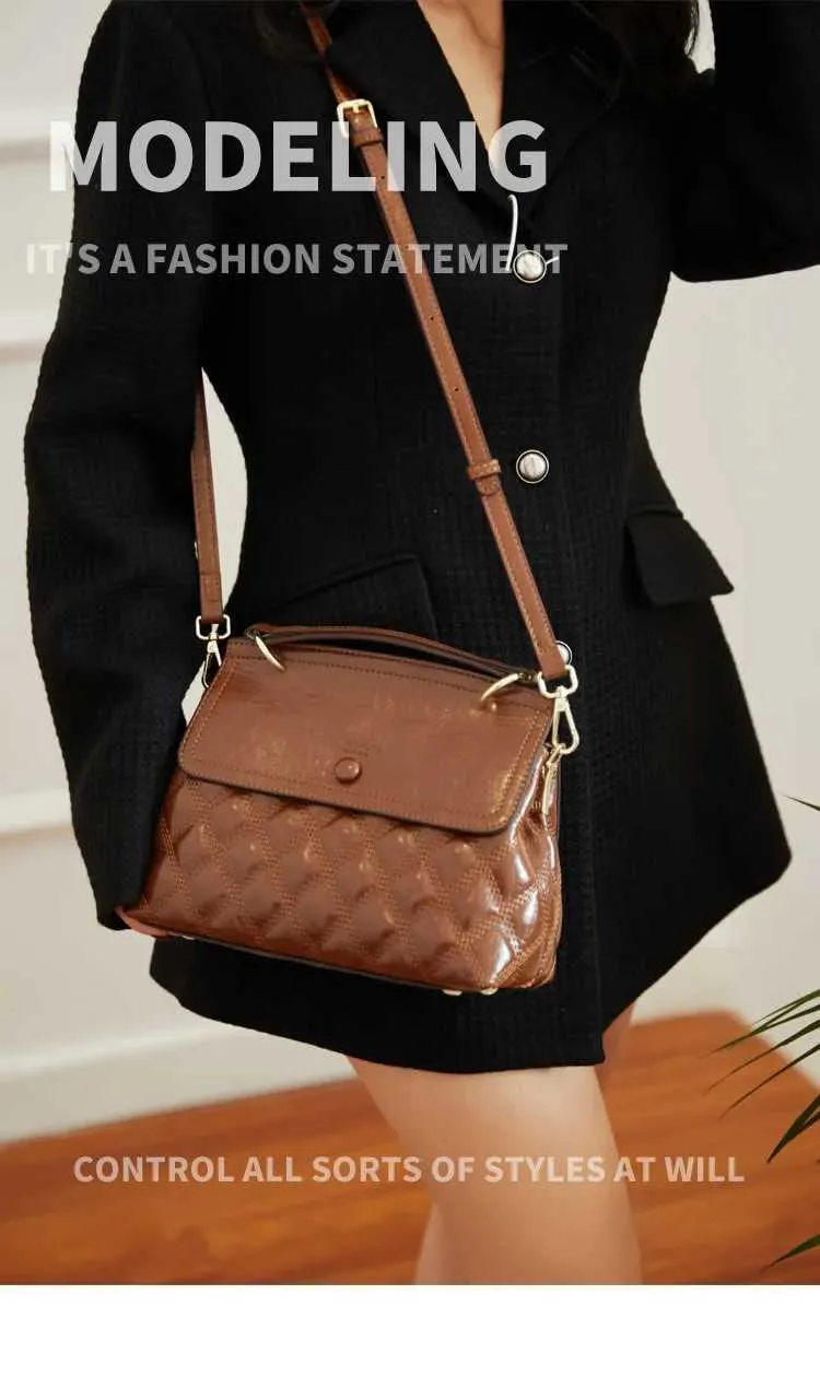 Women's Large Capacity Plaid Crossbody Handbag In Leather Style_voghion.com