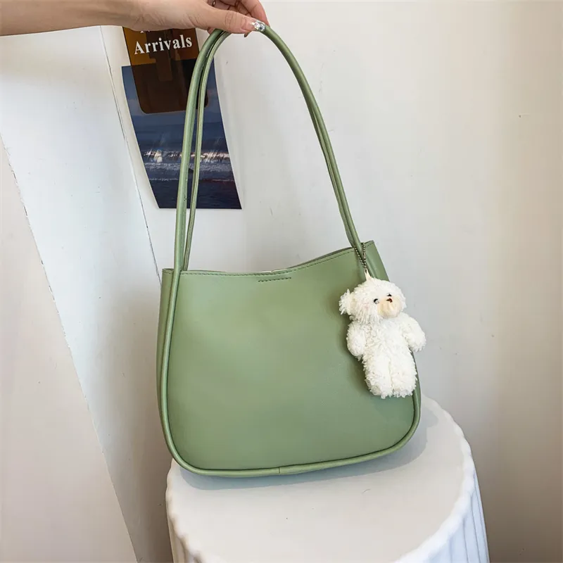 Summer PU Leather Women Underarm Totes Pure Color Casual Small Top-Handle Bags Handbags Purse Ladies Shoulder Bag_voghion.com