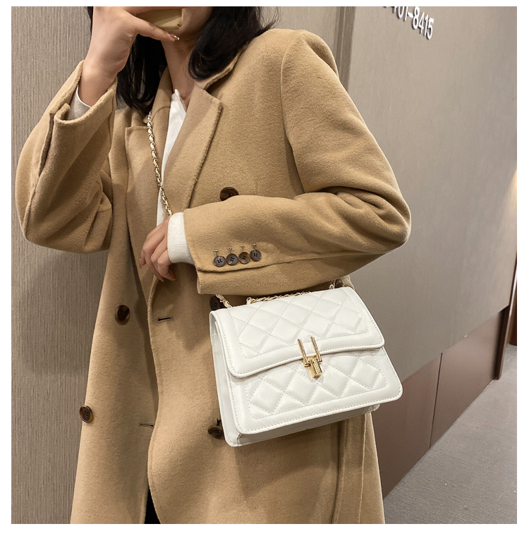 2024 Nuova tendenza Moda Casual Versatile Catena Lingge Borsa a tracolla Piccola borsa quadrata per donna_voghion.com