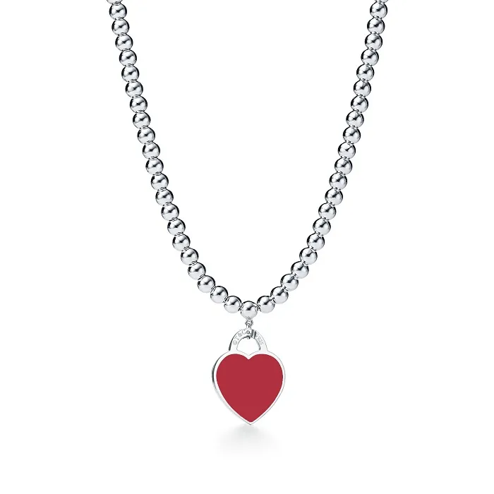 Collane per donna, gioielli, collana a forma di cuore in smalto nero Tiffany, collana all'ingrosso con ciondolo 671_voghion.com