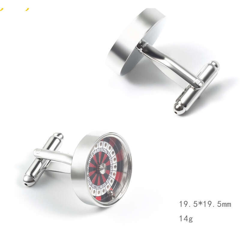 Gemelos franceses de metal con forma de rueda de la suerte y bola de acero redonda de moda para hombre_voghion.com