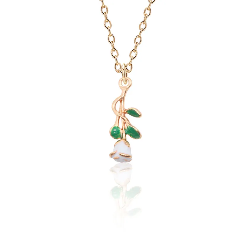 Colliers pendentifs créatifs romantiques pour femmes, collier rose charmant, 3 couleurs, accessoires de fête pour femmes, mode Saint-Valentin_voghion.com