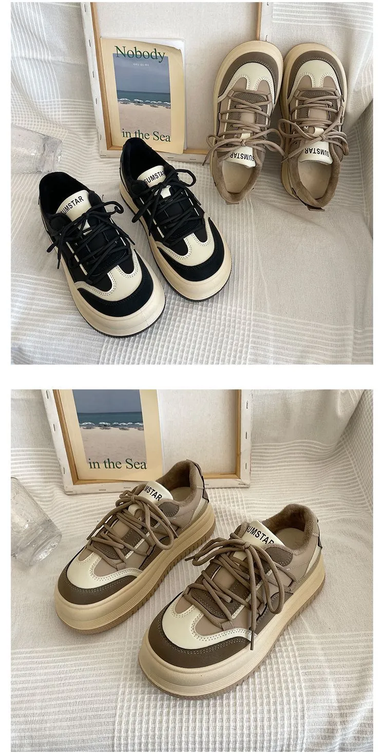 Thick Soled Round Toe College Style Low Cut Skateboard With Breathable Mesh Comfortable And Casual Sports Shoes_voghion.com