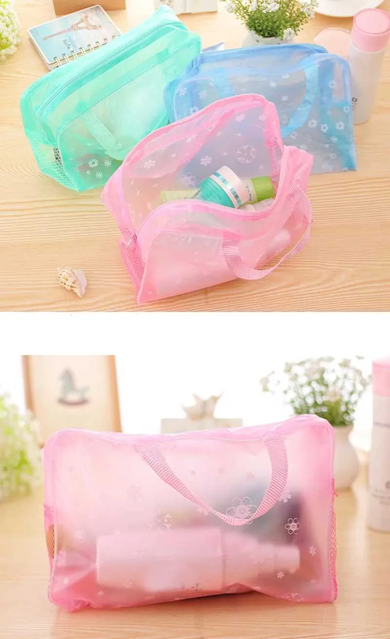 1 Stück PVC Damen transparente wasserdichte Reißverschluss Beauty-Box Reise Make-up Tasche Handtasche Y241023_voghion.com