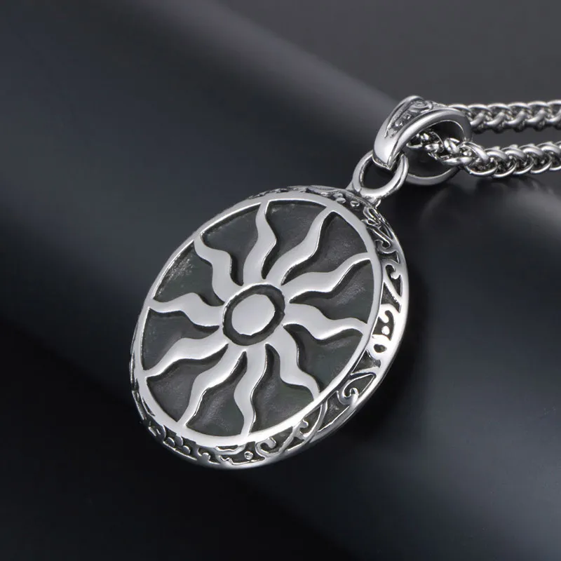 Collier pendentif punk vintage couleur argent tournesol collier pour hommes fête d'anniversaire bijoux de mode cadeau tendance pendentif_voghion.com