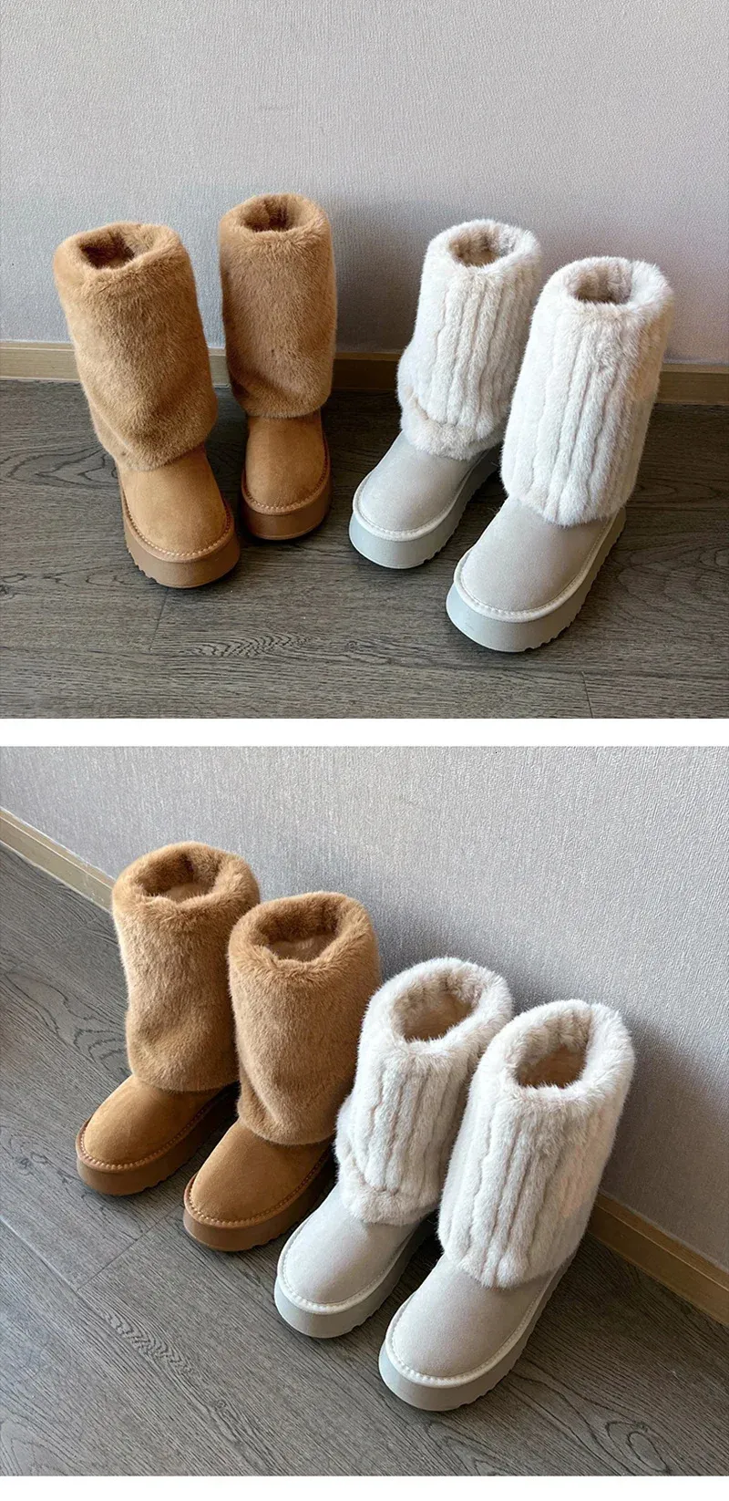 Cizme de iarnă cu platformă, călduroase, la modă, cu alunecare, Largas, pentru femei, confortabile, pentru exterior, din bumbac, 241022_voghion.com