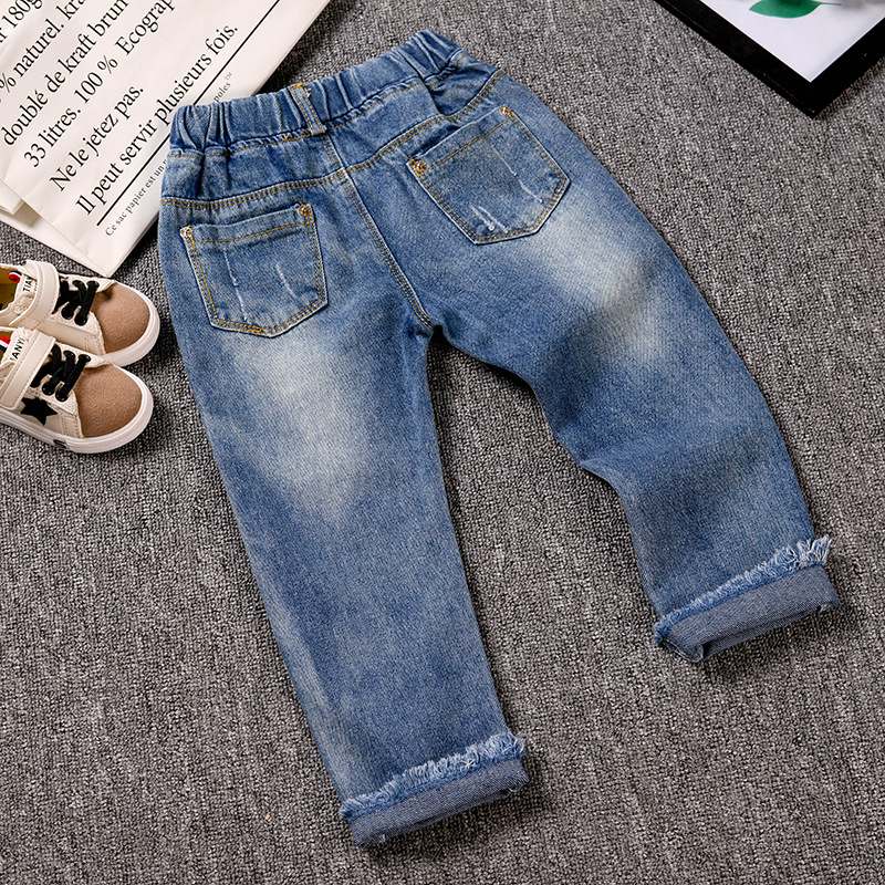 Mother & Kids Spring new 2024 small and medium children's street contrast color children's trousers girls color letter loose jeans_voghion.com