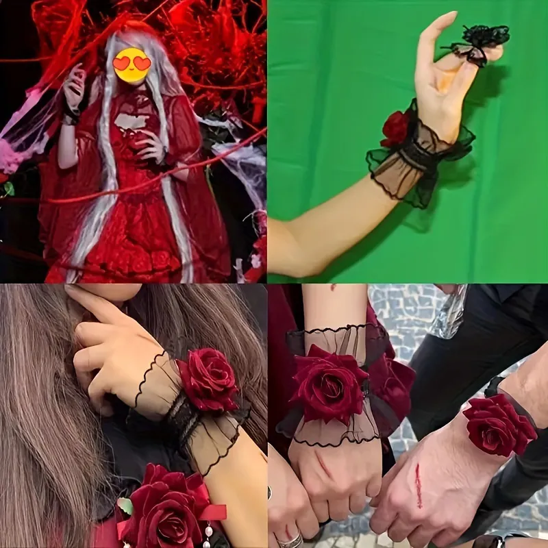 Gothic Rose Flower Bangle Bracelet Vintage Style For Women_voghion.com