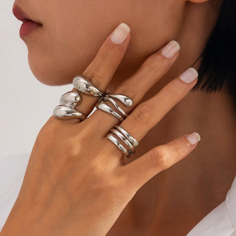 exaggerated Three Dimensional Striped Open Wide Versatile Cold Style Alloy Spring Bracelet Jewelry_voghion.com