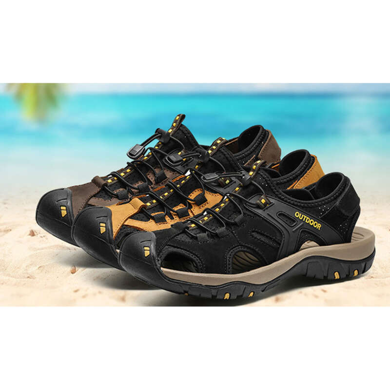 Sommer Rindsleder Zehen Soft Bottom Strandschuhe Outdoor Herren Casual Sandalen für Männer_voghion.com