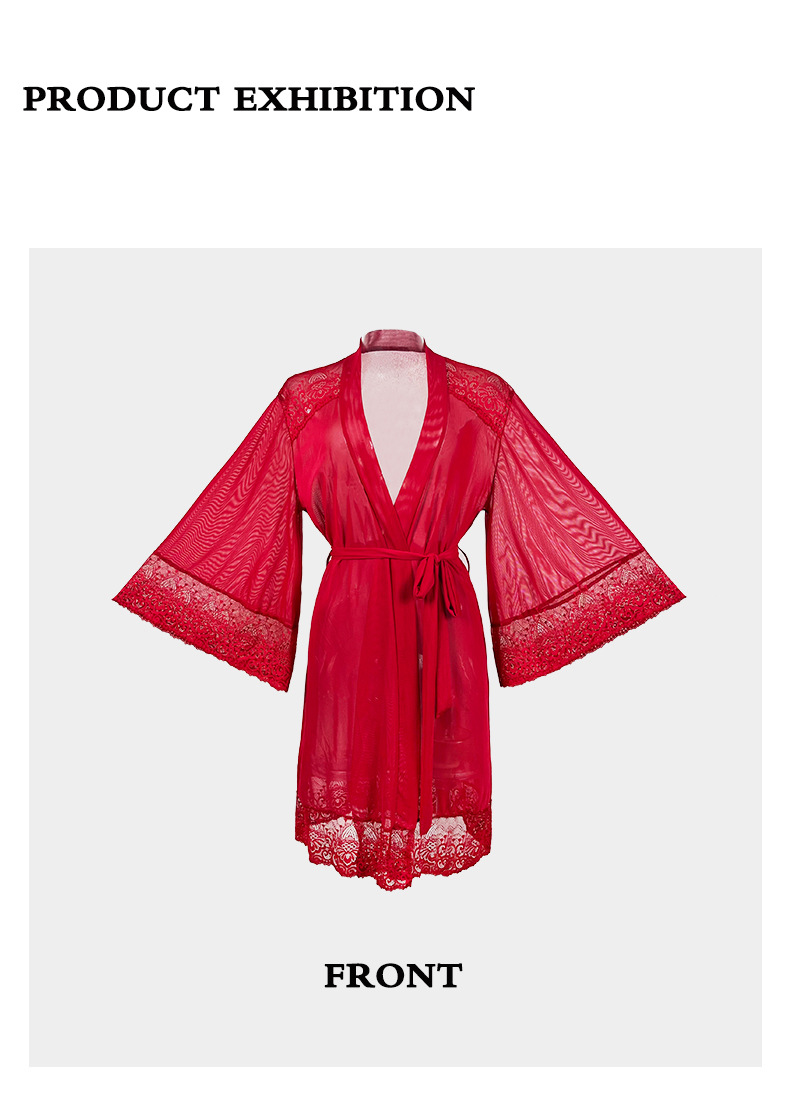 Women's Sheer Mesh Robe Lace Temptation Nightgown For Women_voghion.com