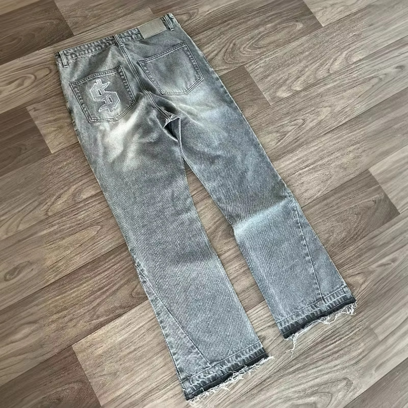 2026 New European And American Trendy Brand Towel Embroidered Jeans Men’s Y2k High Street Niche Design Sense Versatile Casual Straight-leg Pants Tide