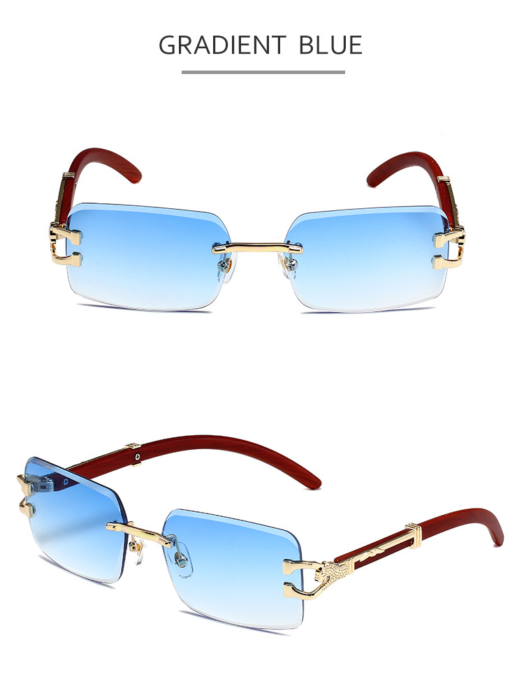 Neue Sonnenbrille mit Leopardenkopf und Holzmaserung für Damen und Herren, doppelstrahlige, diamantbesetzte explosive Brille_voghion.com