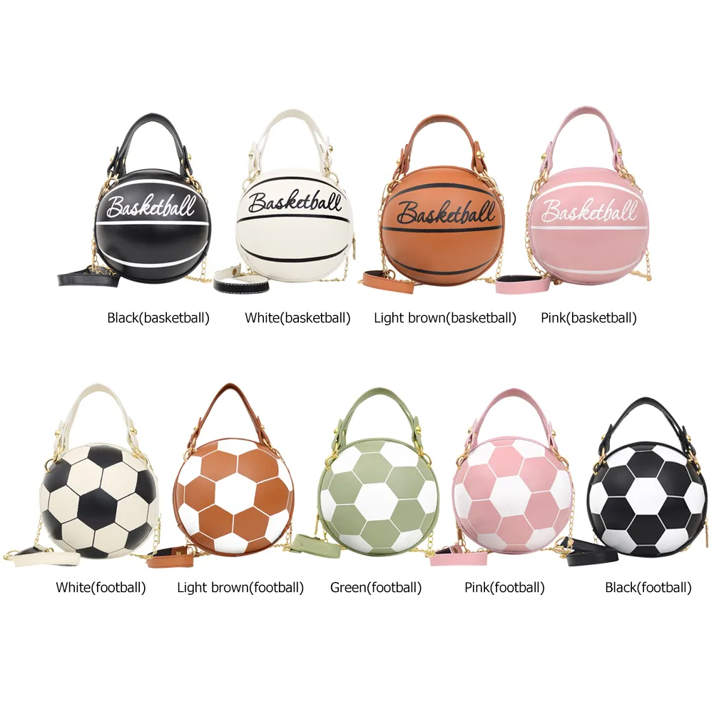 Sac à main vintage en PU pour femme, motif ballon de football, basket-ball, bandoulière sphérique, sacoche_voghion.com