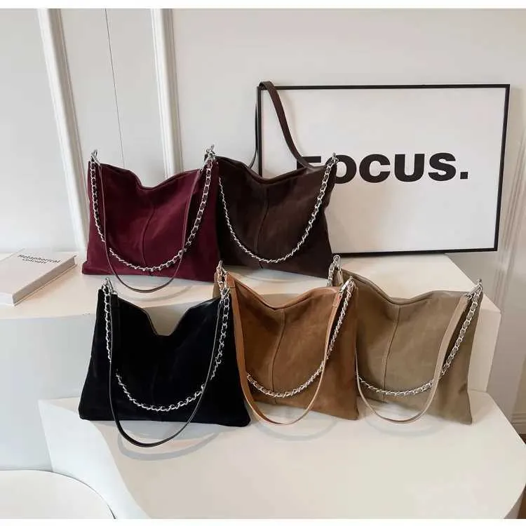Stylish Women's Suede Shoulder Bag Large Capacity Leather Handbag_voghion.com
