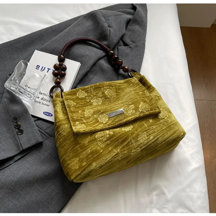 Bretelle in tessuto stampato alla moda da donna con hardware intarsiato, borsa sottobraccio e borsa portatile ad alta capacità 240806_voghion.com