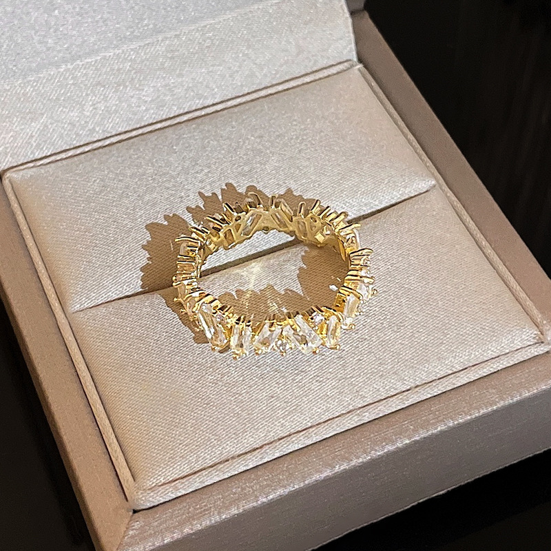 Real Gold Electroplated Irregular Zircon from South Korea Exquisite Fashion Open Ring Light Luxury and High Grade Hand_voghion.com