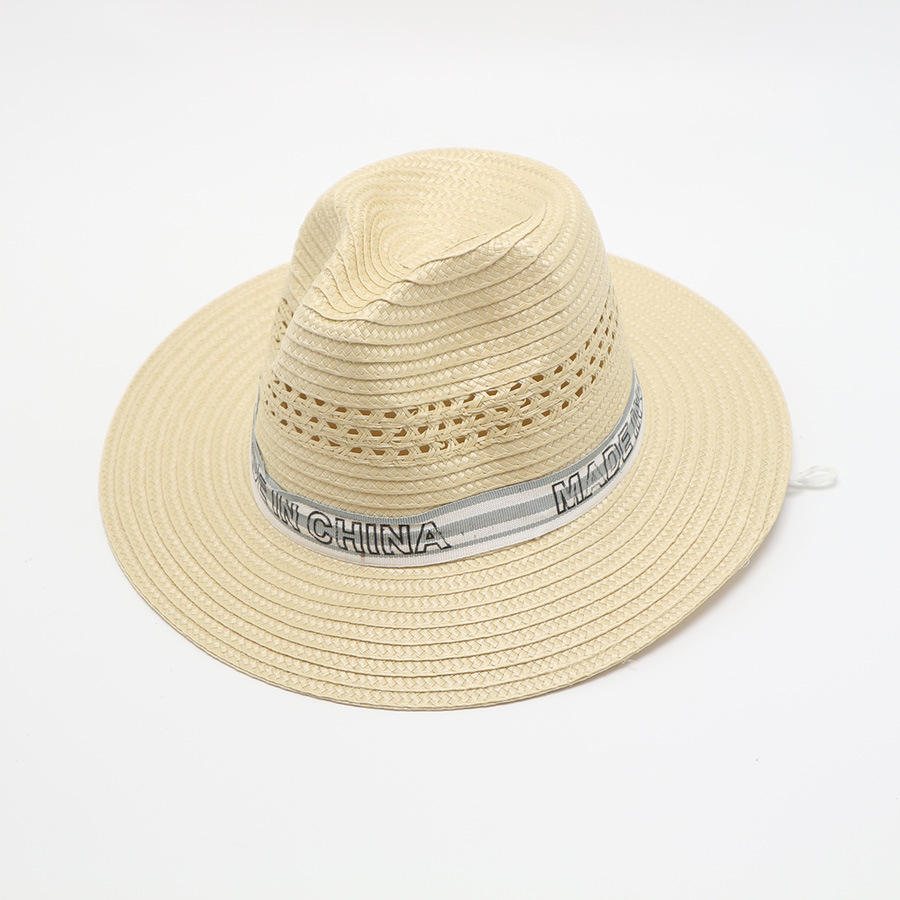 Chapeau de paille pour hommes, protection solaire en plein air, chapeau de jazz d'été, travail agricole, voyage, spot pittoresque, chapeau de cowboy occidental_voghion.com
