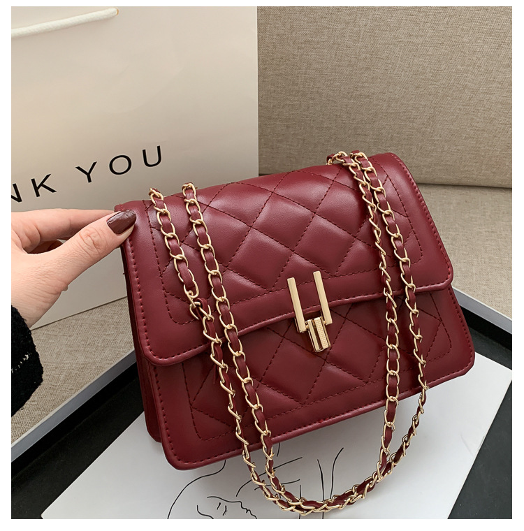 2024 Nuova tendenza Moda Casual Versatile Catena Lingge Borsa a tracolla Piccola borsa quadrata per donna_voghion.com