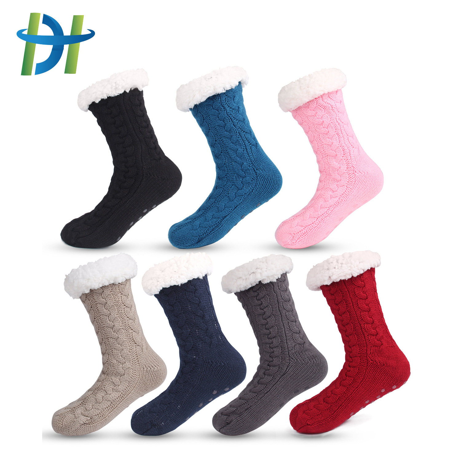 Lillian Autumn Winter Fleece-Lined Warm Christmas Socks With Anti-Slip Sole For Home Floor Popular Cross-Border Slippers Socks,_voghion.com