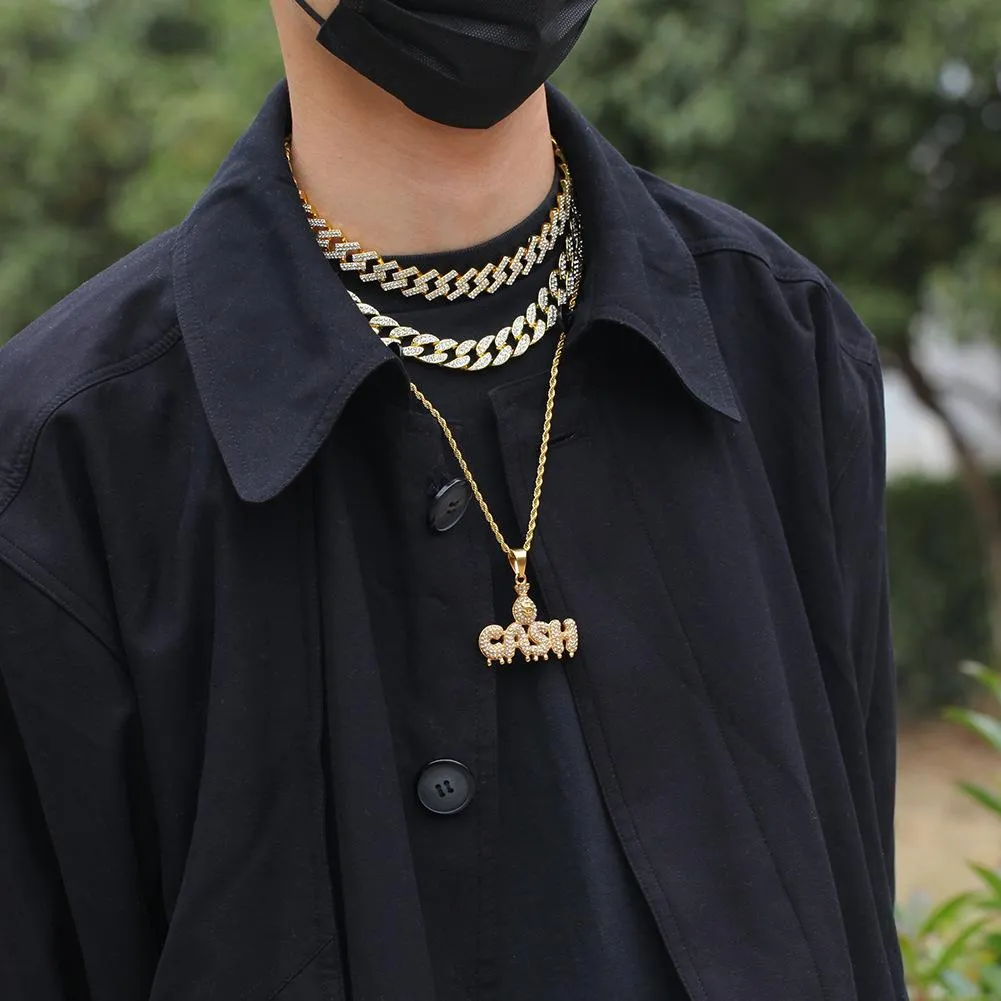 Novi dečki zlatni nehrđajući čelik bling dijamantni američki dolar znak novac gotovina slova ogrlica s pedantom hip hop reper klub_voghion.com