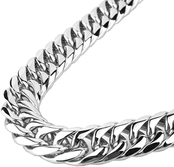 Chaînes Bijoux en acier titane Ne se décolore pas Collier chaîne en acier inoxydable pour homme Extra épais et large_voghion.com