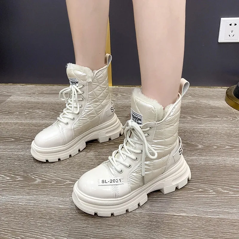 Snow Platform Warm Ankle Boots For Women Waterproof Fur Lined_voghion.com
