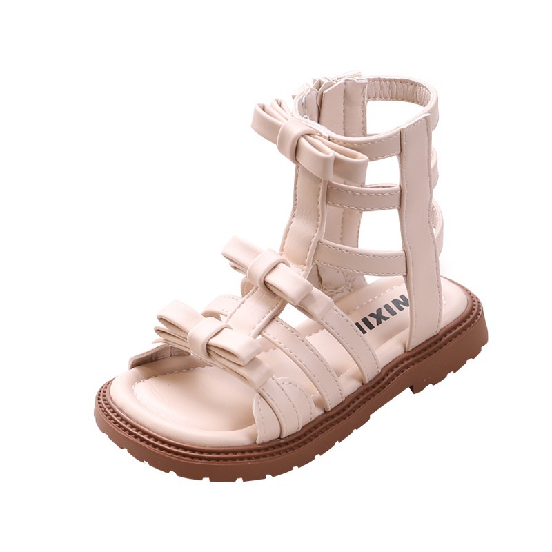 Little Girl Sweet Bow Princess Shoes 2024 Summer New Fashion Korean Edition Girls High Top Roman Sandals_voghion.com