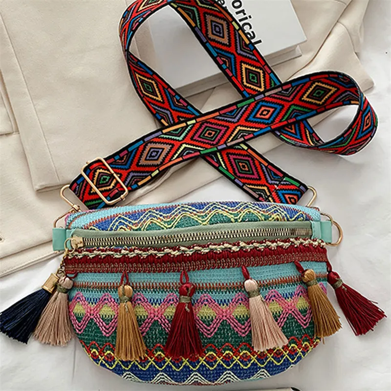 1 borsa a tracolla da donna in pelle intrecciata con nappa, stile retrò, Xinkan, tendenza moda_voghion.com