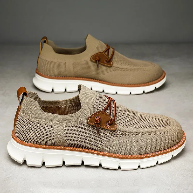 Baskets plates et légères en maille respirante pour homme, chaussures de marche et de conduite, collection printemps-automne 250228_voghion.com