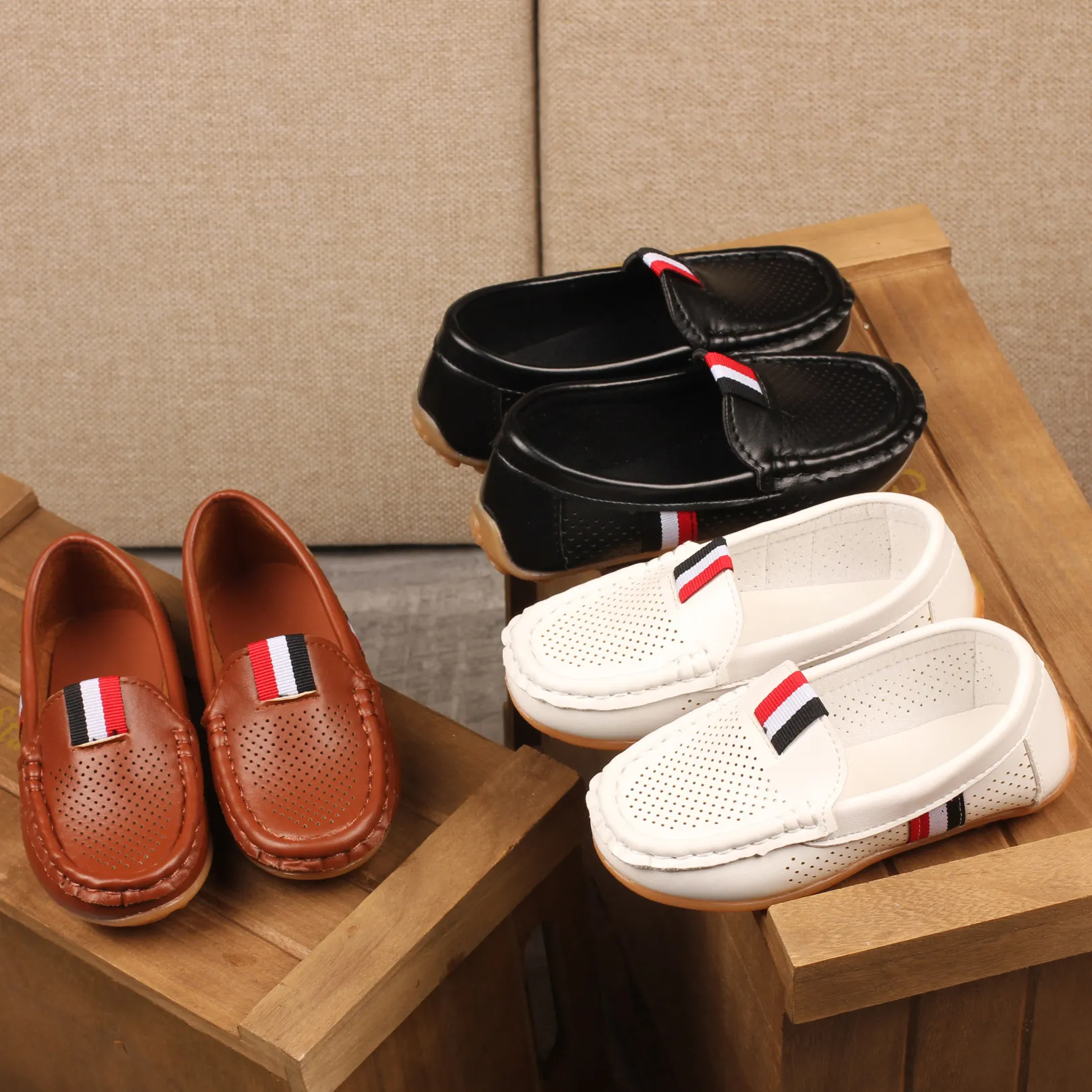 Kanner PU Lieder Jugend Casual Style Happysteps Weich bequem Loafers Slip on Klengkanner Kannerschong Gréissten US5C-US4Y_voghion.com