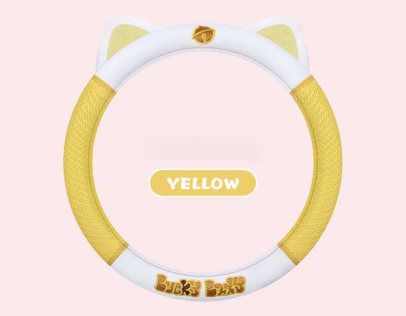 Housse de volant de voiture mignonne et mignonne, adaptée à toutes les saisons, design en maille, housse de poignée de voiture avec petit chat_voghion.com
