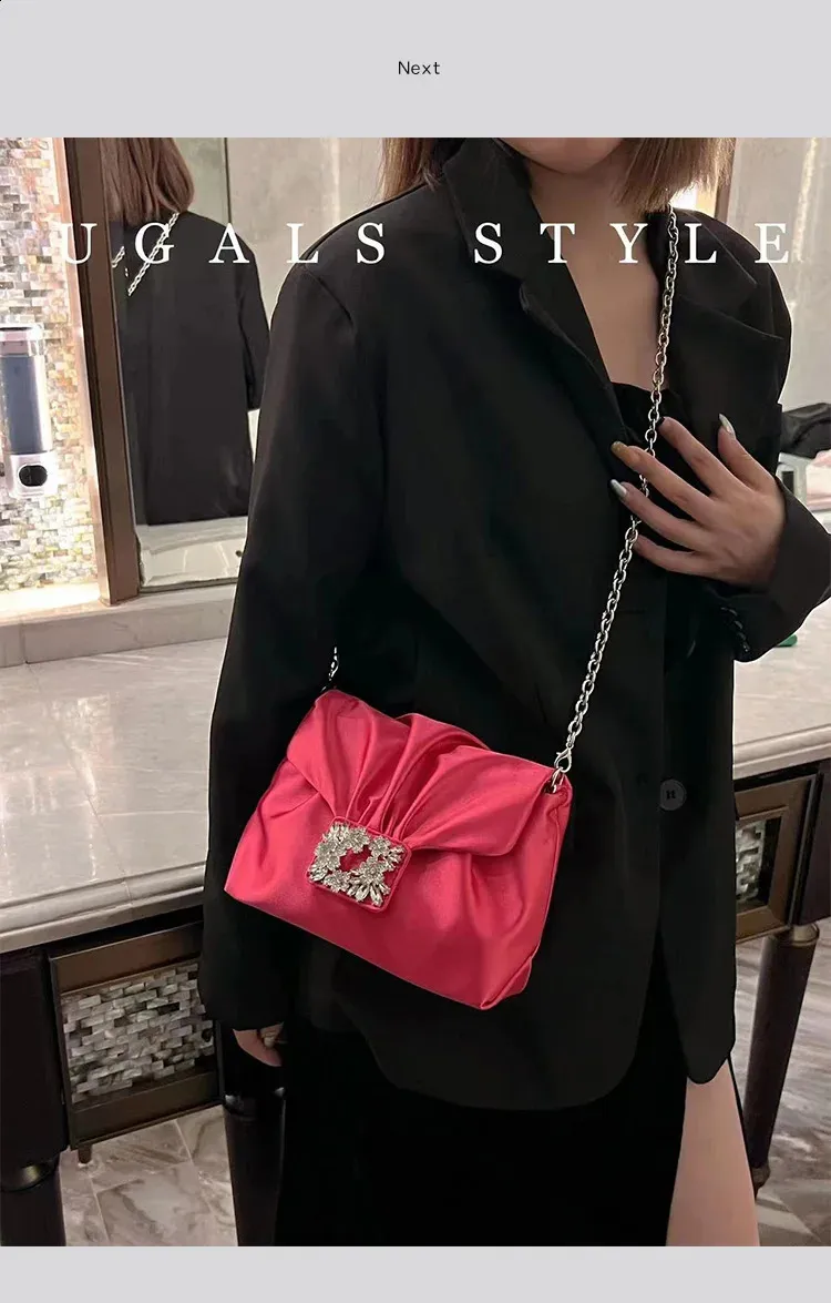 Elegante borsa da sera in raso pochette e borsa a tracolla_voghion.com