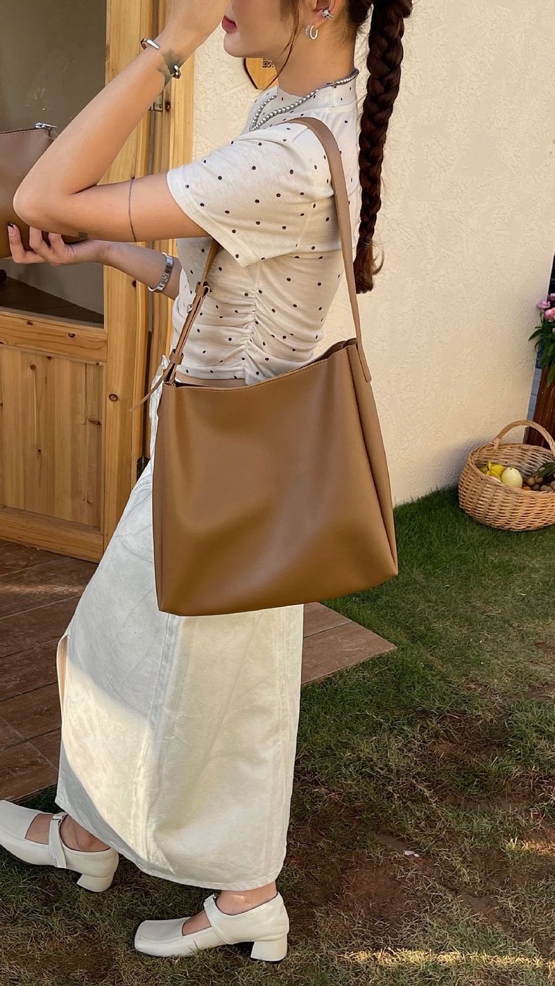 Zweiteiliges Set, Mutter-Kind-Tasche, Damentasche, Mode 2024 Frühjahr neue weiche Leder Schultertasche für Damen, große_voghion.com