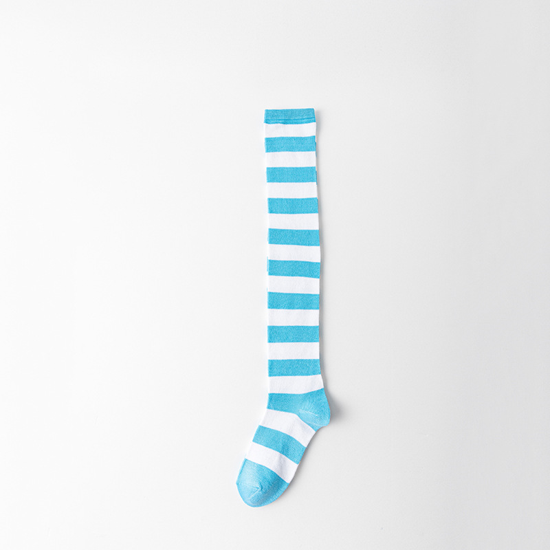 Calzini lunghi da donna sopra il ginocchio a righe colorate in bianco e nero per feste, per cosplay, anime, Natale e Halloween, a forma di gatto_voghion.com