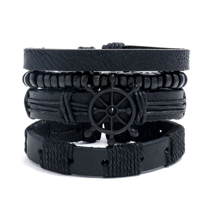Semplice abito fai da te in pelle di mucca intrecciata da uomo e da donna multistrato combinazione Bracciale accessori_voghion.com