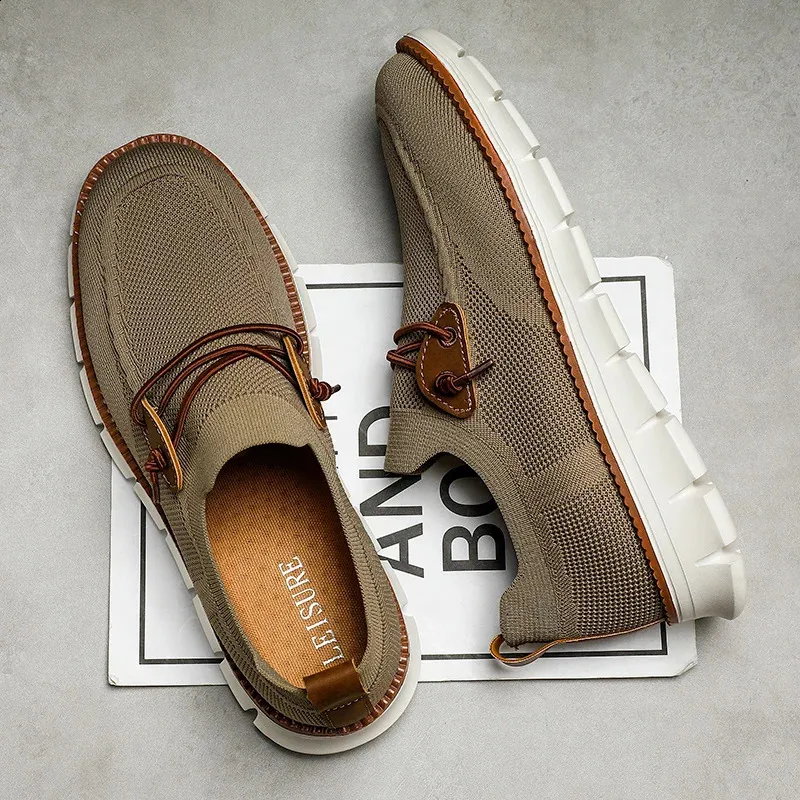 Baskets plates et légères en maille respirante pour homme, chaussures de marche et de conduite, collection printemps-automne 250228_voghion.com