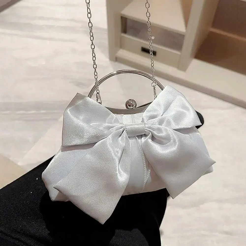 Gyllene siden rosett kväll elegant och trendig bankett clutch kedja axelväska plånbok för kvinnor festväska_voghion.com